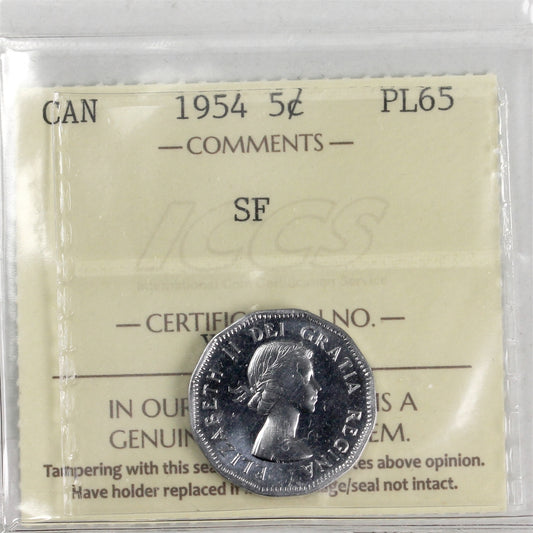 1954 SF Canada 5-cents ICCS Certified PL-65