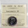 2000W Canada 5-cents ICCS Certified MS67 Numismatic BU