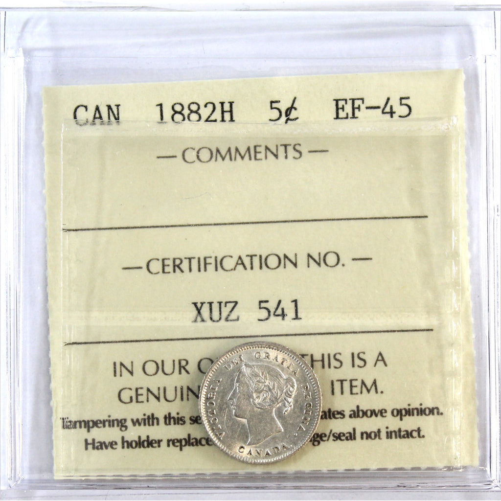 1882H Canada 5-cents ICCS Certified EF45