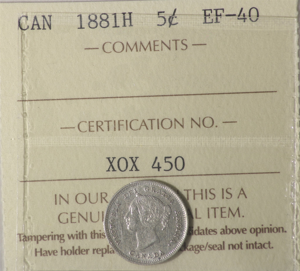 1881H Canada 5-cents ICCS Certified EF40