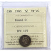 1900 Round O's Canada 5-cents ICCS Certified VF20