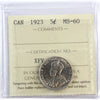 1923 Canada 5-cents ICCS Certified MS60
