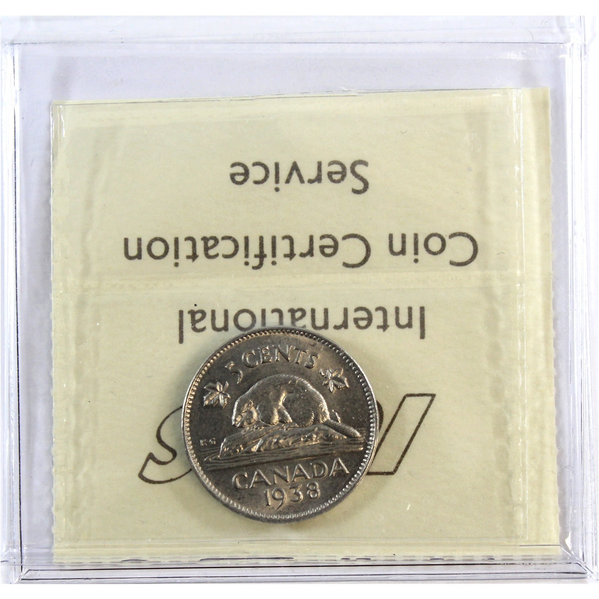 1938 Canada 5-cents ICCS Certified AU55