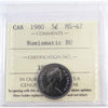 1980 Canada 5-cents ICCS Certified MS67 NBU
