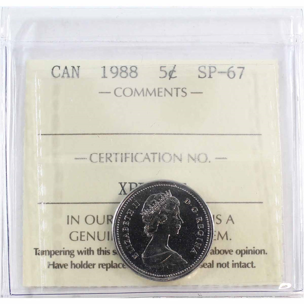 1988 Canada 5-cents ICCS Certified SP67