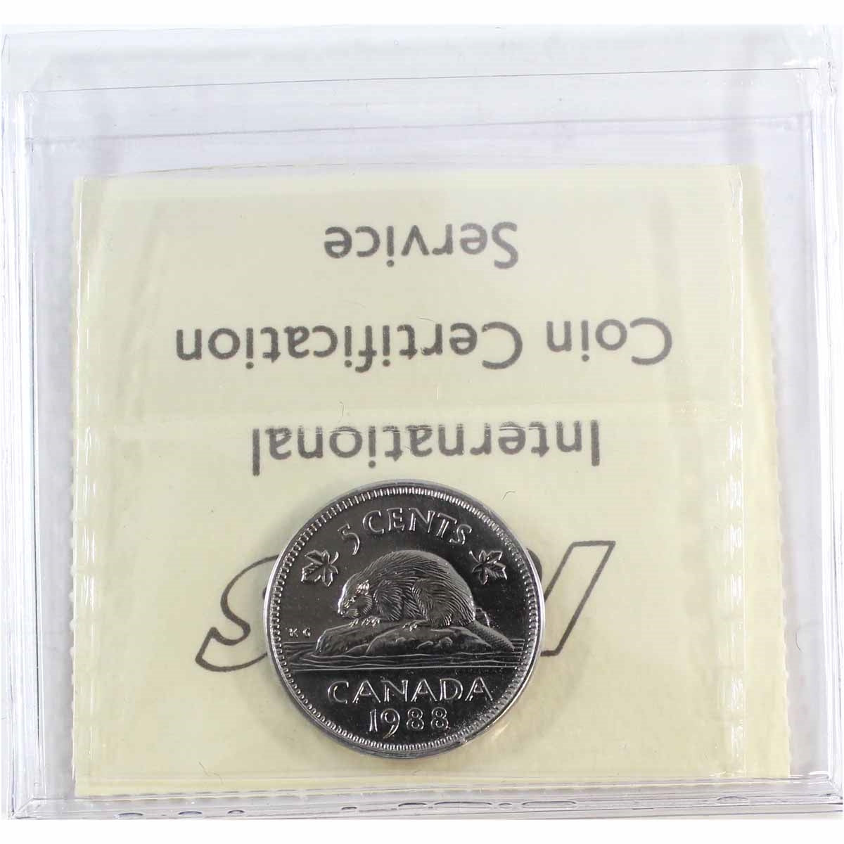 1988 Canada 5-cents ICCS Certified SP67