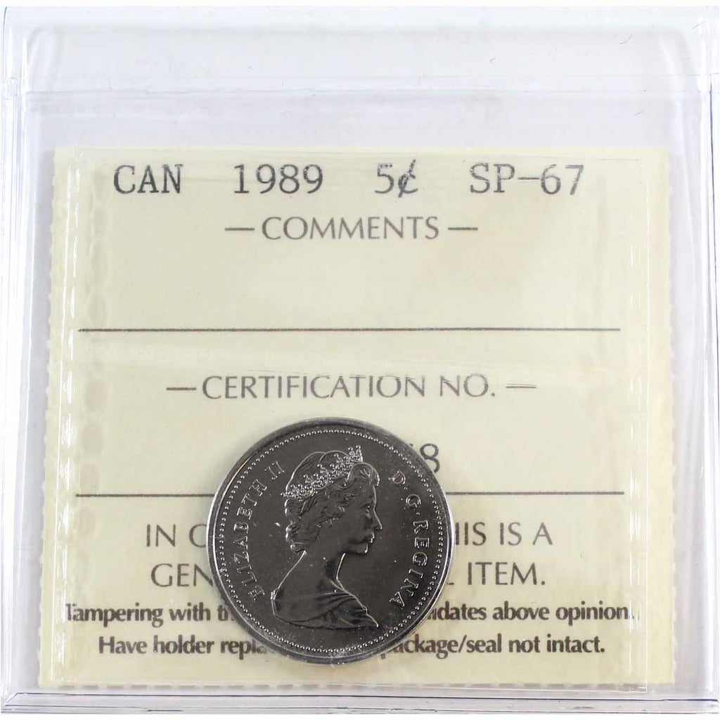 1989 Canada 5-cents ICCS Certified SP67