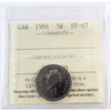 1991 Canada 5-cents ICCS Certified SP67