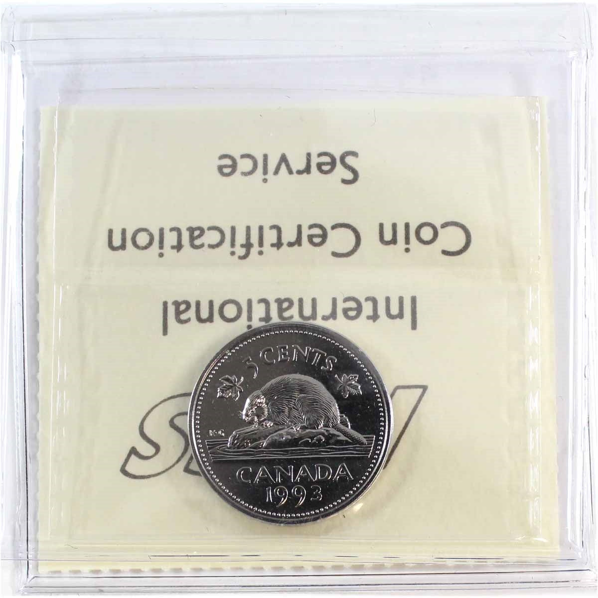 1993 Canada 5-cents ICCS Certified SP67