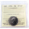 1994 Canada 5-cents ICCS Certified SP67