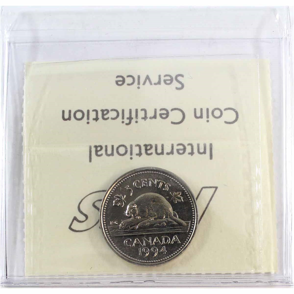 1994 Canada 5-cents ICCS Certified MS65