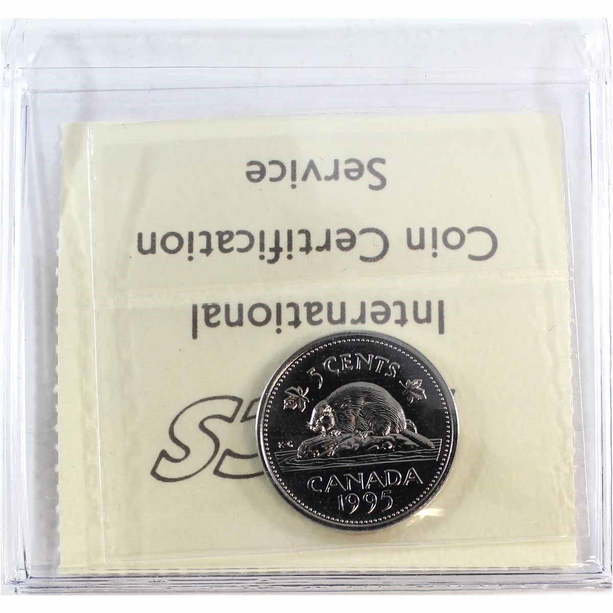 1995 Canada 5-cents ICCS Certified MS67 NBU