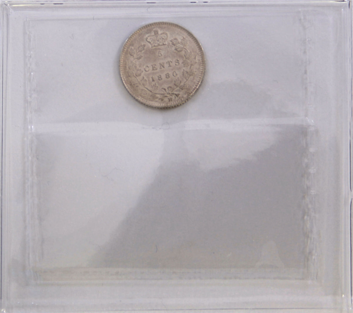 1880H Obv. 3 Canada 5-cents ICCS Certified EF40