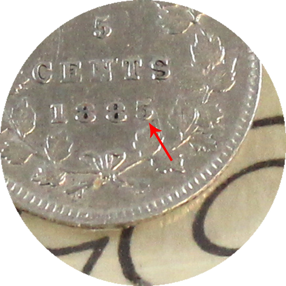 1885 Large 5 Canada 5-cents ICCS Certified VF30