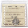 1889 Canada 5-cents ICCS Certified AU55
