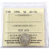 1896 Canada 5-cents ICCS Certified AU50