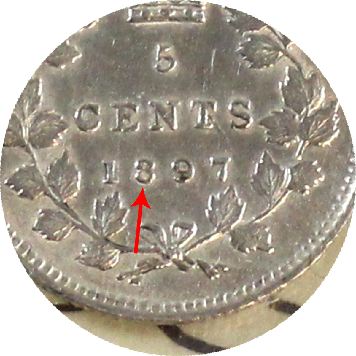 1897 Slender 8 Canada 5-cents ICCS Certified EF45
