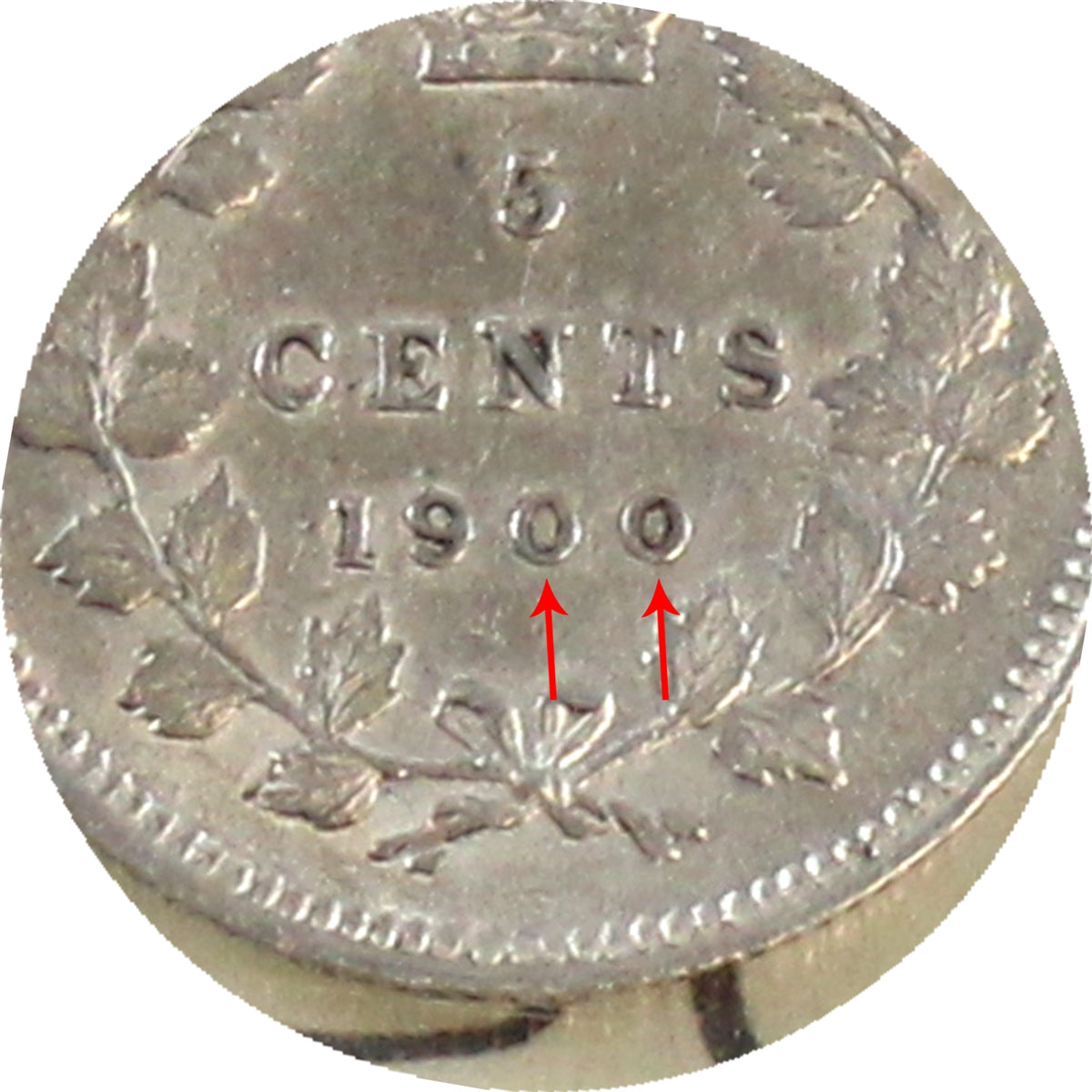 1900 Round O's Canada 5-cents ICCS Certified EF40