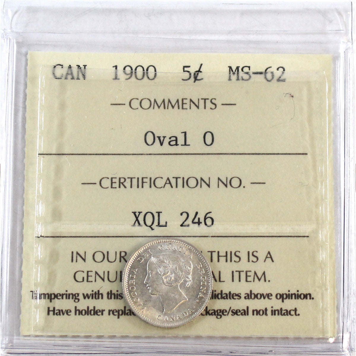 1900 Oval 0's Canada 5-cents ICCS Certified MS62 (XQL 246)