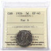1926 Far 6 Canada 5-cents ICCS Certified EF40