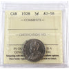 1928 Canada 5-cents ICCS Certified AU58