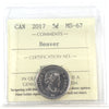 2017 Beaver Canada 5-cents ICCS Certified MS67