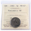 1983 Canada 5-cents ICCS Certified MS67 Numismaric BU