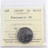 2003WP New Effigy Canada 5-cents ICCS Certified MS67 Numismatic BU