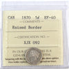 1870 Raised Border Canada 5-cents ICCS Certified EF40