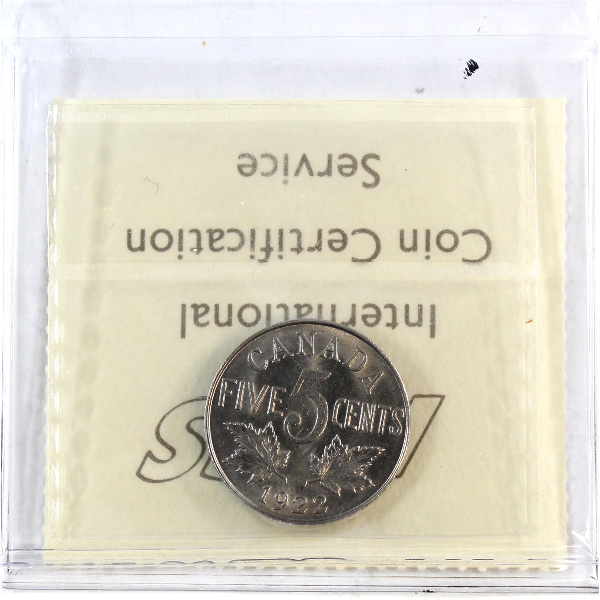 1922 Far Rim Canada 5-cents ICCS Certified MS63 (XJX 116)