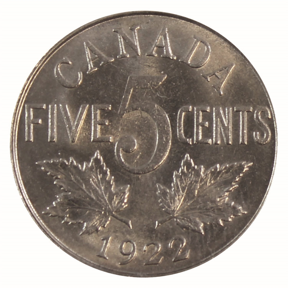 1922 Far Rim Canada 5-cents ICCS Certified MS63 (XJX 116)