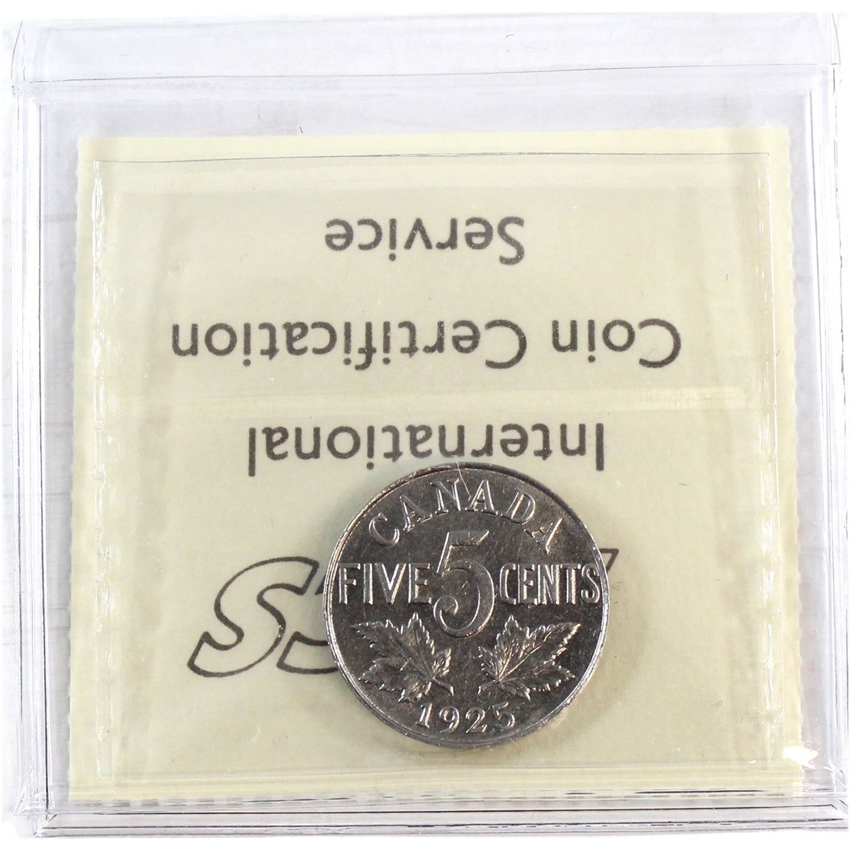 1925 Canada 5-cents ICCS Certified AU50