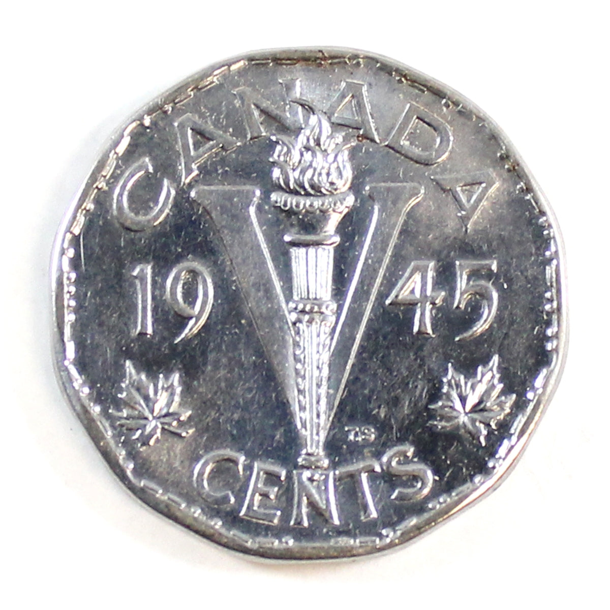 1945 Canada 5-cents Almost Uncirculated (AU50) Cameo