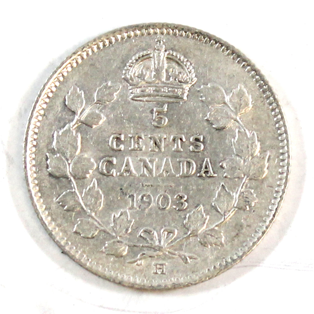 1903H Small Recut H Canada 5-cents Very Fine (VF20) $