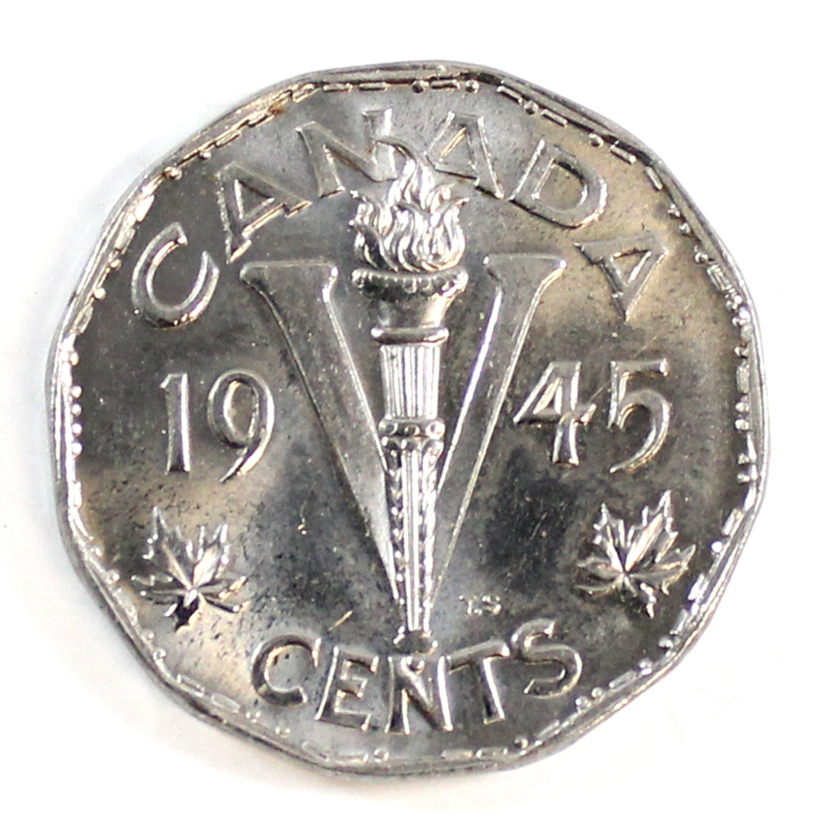 1945 No Chrome Canada 5-cents AU-UNC (AU55)