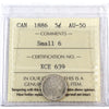 1886 Small 6 Canada 5-cents ICCS Certified AU50