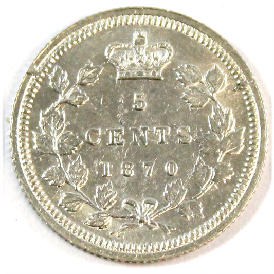 1870 Wide Rim Canada 5-cents AU-UNC (AU55) $