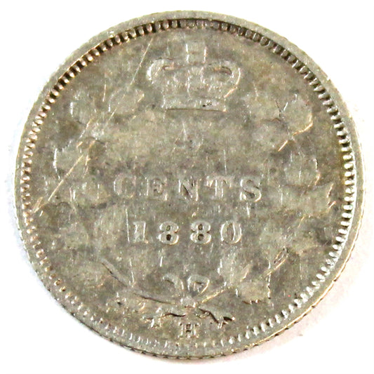1880H Obv. 2 Canada 5-cents Fine (F12) $