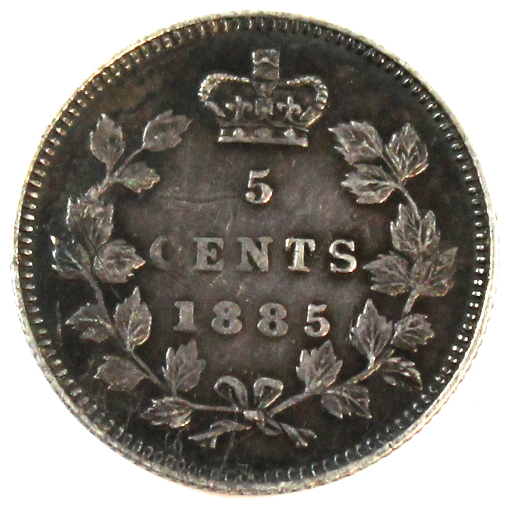 1885 Small 5 Canada 5-cents Extra Fine (EF40) $