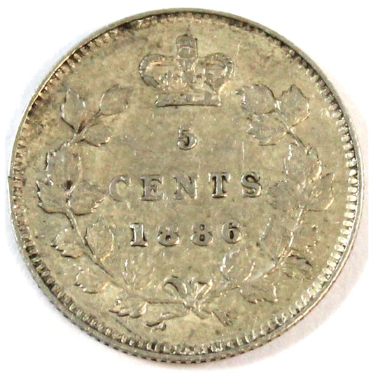 1886 Large 6 Canada 5-cents Extra Fine (EF40) $
