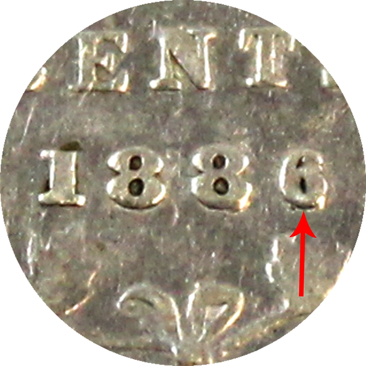 1886 Small 6 Repunched 1, 8, 6 Canada 5-cents Very Fine (VF20) $