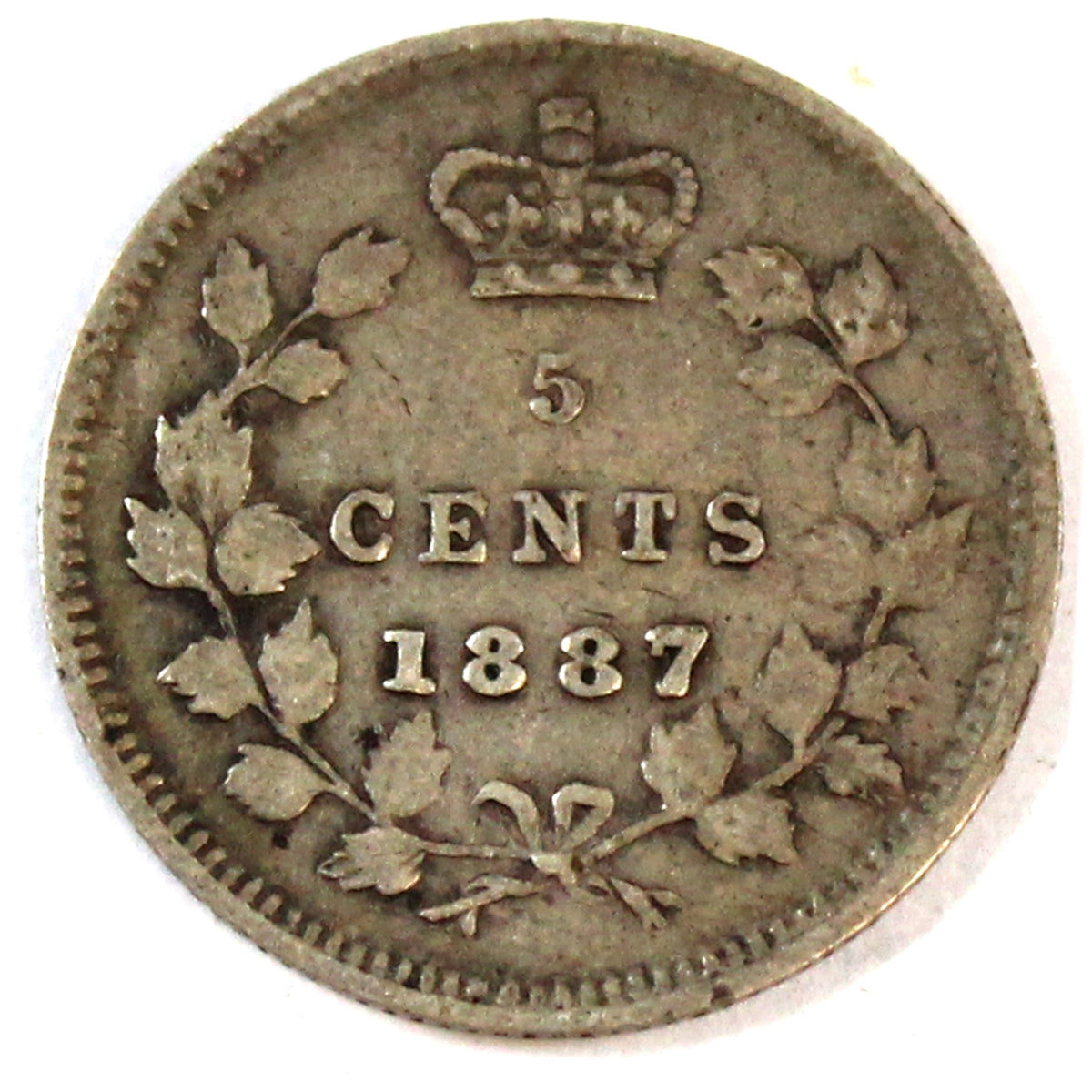 1887 Repunched 7/7 Canada 5-cents F-VF (F15) $