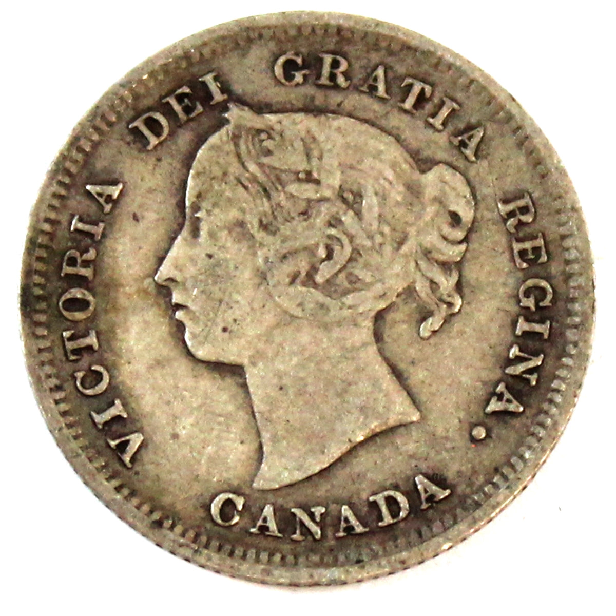 1887 Repunched 7/7 Canada 5-cents F-VF (F15) $