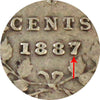 1887 Repunched 7/7 Canada 5-cents F-VF (F15) $