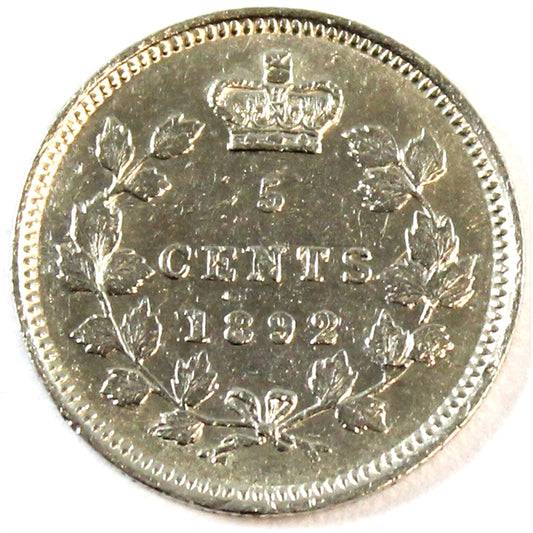 1892 Canada 5-cents Almost Uncirculated (AU50) $