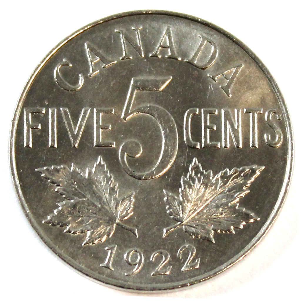 1922 Far Rim Canada 5-cents Brilliant Uncirculated (MS63) $