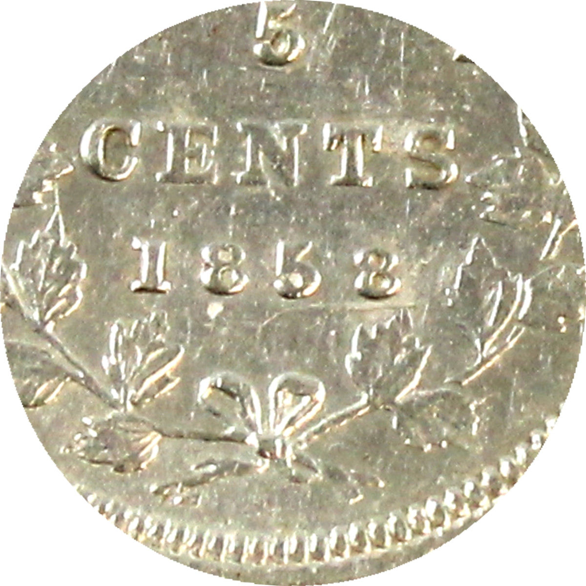 1858 Small Date Canada 5-cents EF-AU (EF45) $