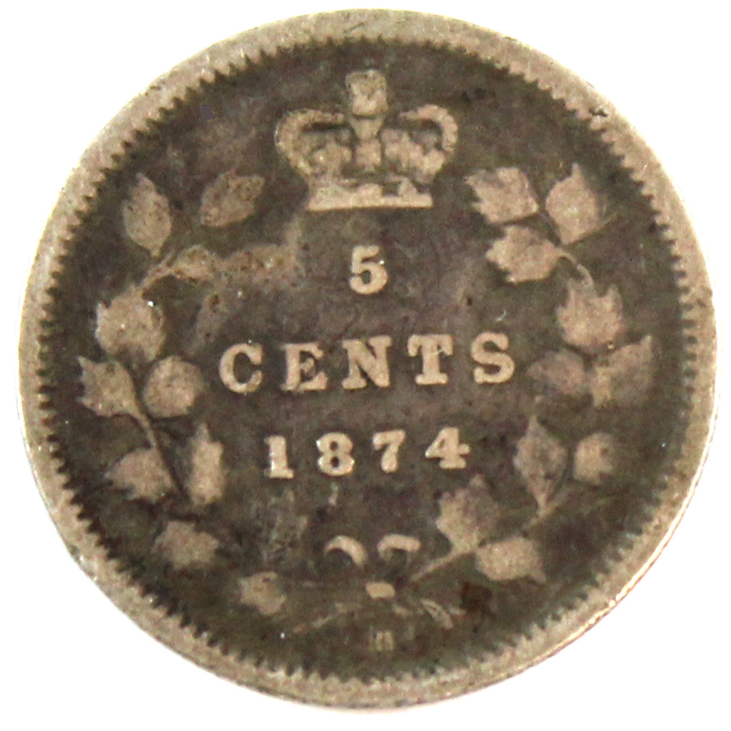 1874H Plain 4 Canada 5-cents Very Good (VG8)
