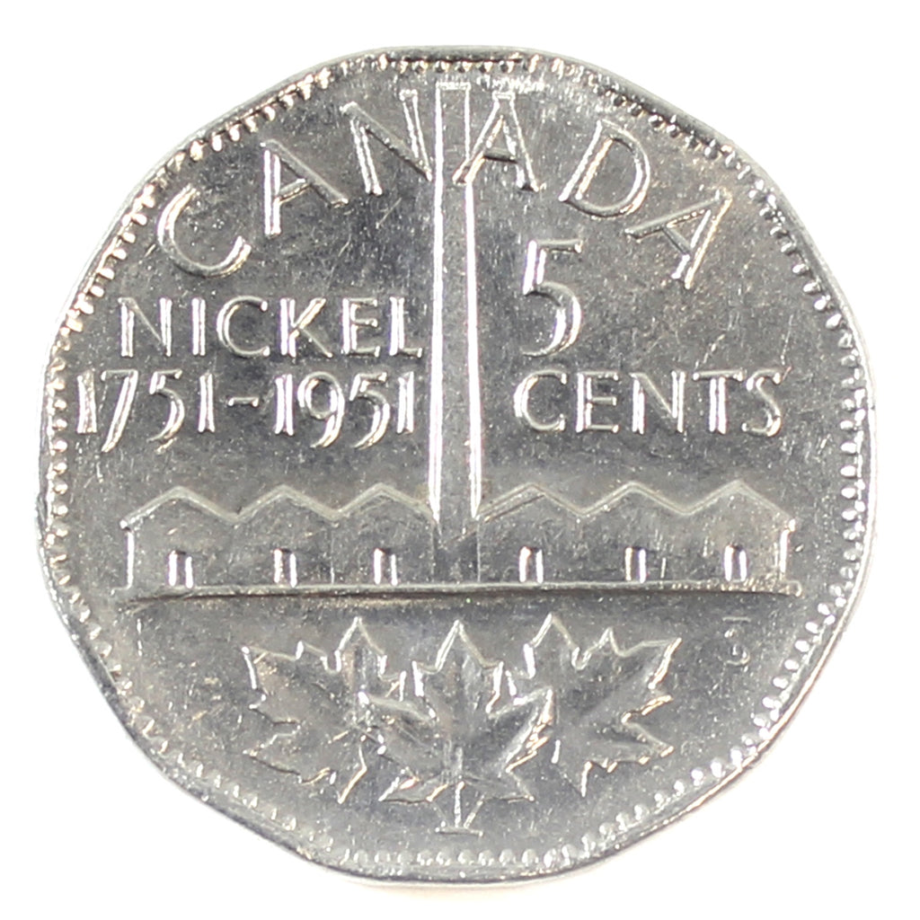 1951 Refinery Half Moon Canada 5-cents UNC+ (MS62)