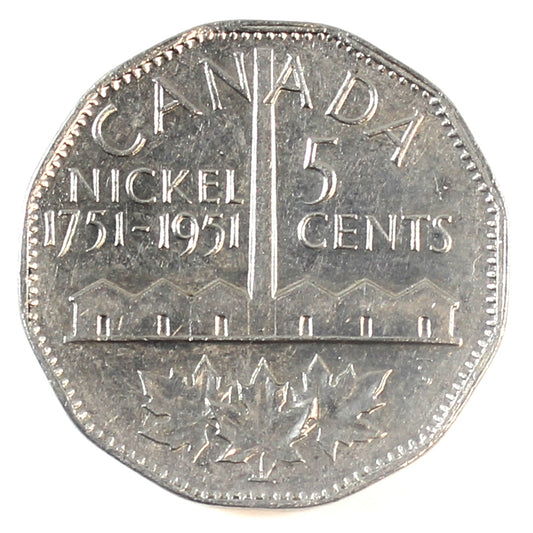 1951 Refinery Half Moon Canada 5-cents EF-AU (EF-45)